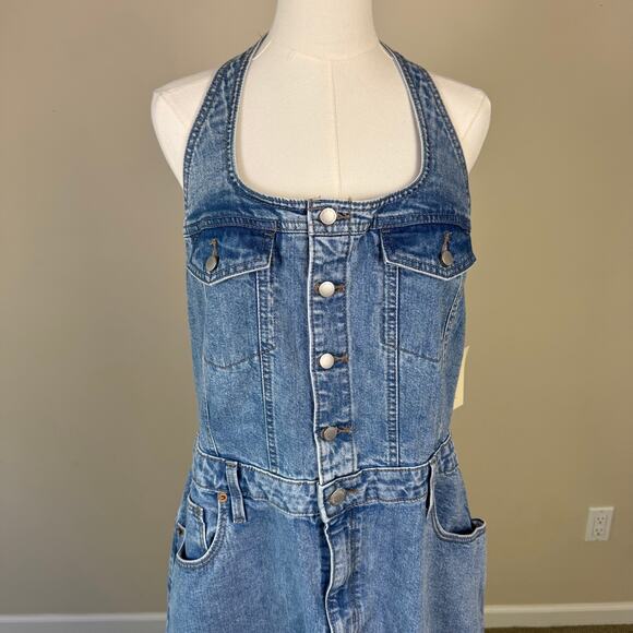 Universal Thread Denim Halter Open Back Midi Dress US Women's 16 Plus - Picture 3 of 8